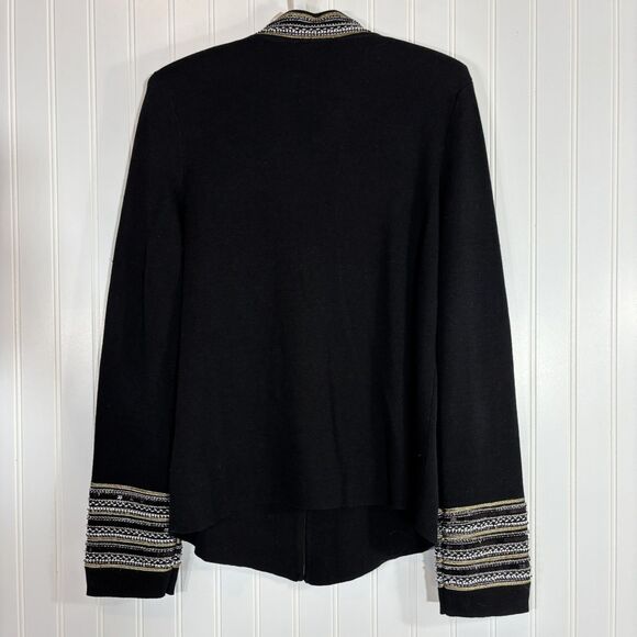 Chicos Women Black Open Front Beaded Cardigan Size 1 Mature Glam Christmas Party - Picture 2 of 15